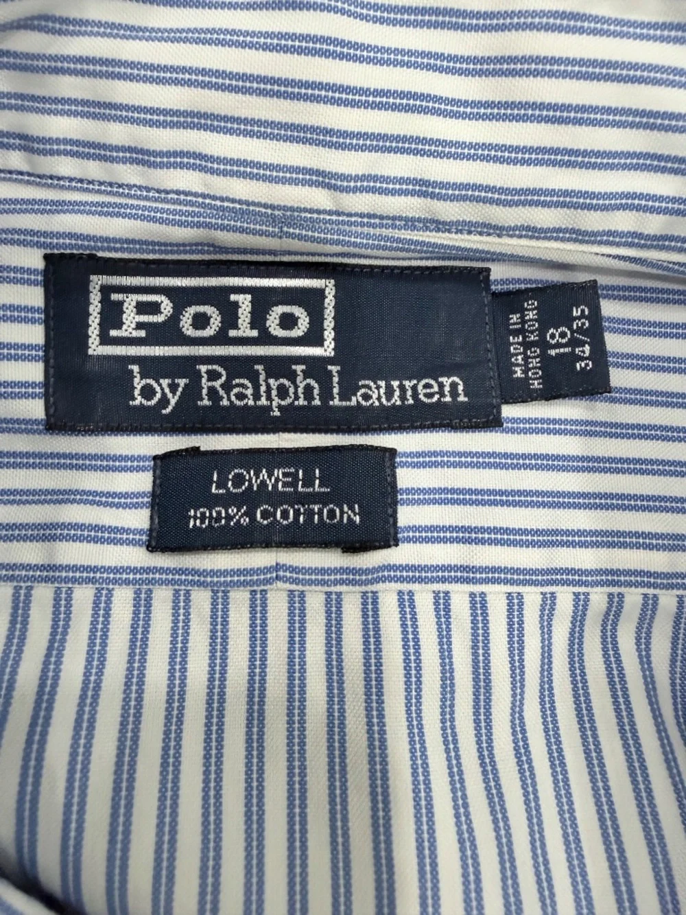 Polo Ralph Lauren Lowell Dress Shirt Mens 18 32/33 Blue Stripe 100% Cotton